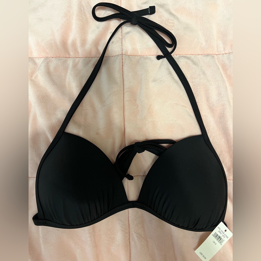 NWT Aerie Black Halter Bikini Top